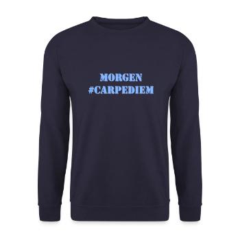 MORGEN - Carpe Diem - Unisex Pullover - Navy - Vorne - Alina (178cm) & Michal (187cm)