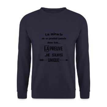 un miracle cadeau humour citations drôles - Sweat-shirt Unisexe - marine - Devant - Alina (178cm) & Michal (187cm)