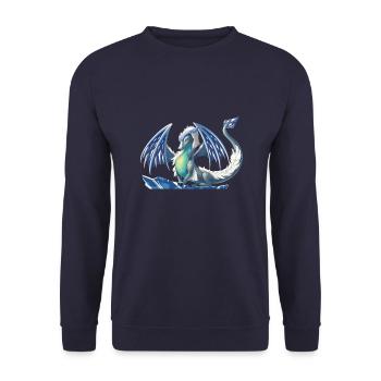 Magischer Eis Drache - Drachen der Elemente - Unisex Pullover - Navy - Vorne - Alina (178cm) & Michal (187cm)