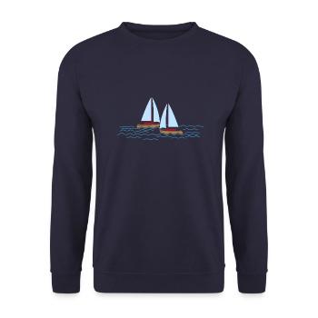 Boat sailor gift sailboat lake captain - Unisex Sweatshirt - navy - Front - Alina (178cm) & Michal (187cm)