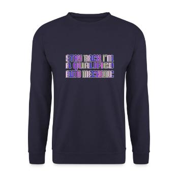 Baseball hoodie voiture anniversaire drôle mécanicien diesel - Sweat-shirt Unisexe - marine - Devant - Alina (178cm) & Michal (187cm)
