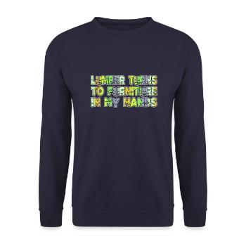 charpentier scie haches présent idée outils heureux - Sweat-shirt Unisexe - marine - Devant - Alina (178cm) & Michal (187cm)