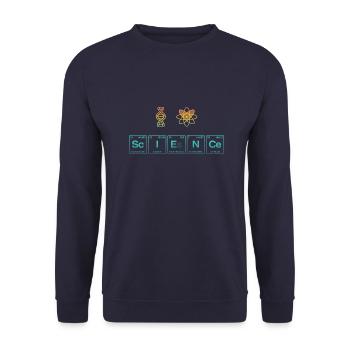 I LOVE SCIENCE - Science Symbols - Unisex Sweatshirt - navy - Front - Alina (178cm) & Michal (187cm)