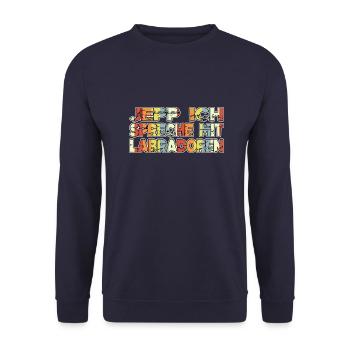 geburtstagsgeschenkidee bluthund geschenk - Unisex Pullover - Navy - Vorne - Alina (178cm) & Michal (187cm)