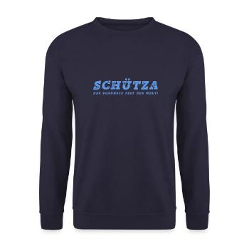 Schuetza das schönste Fest der Welt VINTAGE Style - Unisex Pullover - Navy - Vorne - Alina (178cm) & Michal (187cm)