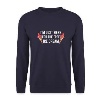 Ich Bin Nur Wegen Des Kostenlosen Eises Hier - Unisex Pullover - Navy - Vorne - Alina (178cm) & Michal (187cm)