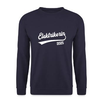 Elektrikerin 2025 Ausbildung Prüfung Elektriker - Unisex Pullover - Navy - Vorne - Alina (178cm) & Michal (187cm)