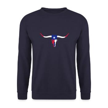 texas longhorn skull / Rinderschädel (3c) - Unisex Sweatshirt - navy - Front - Alina (178cm) & Michal (187cm)