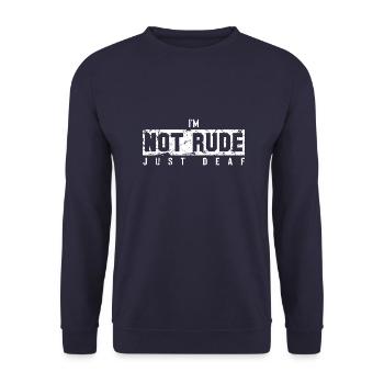 Deaf Awareness Not Rude Just Deaf - Unisex Sweatshirt - navy - Front - Alina (178cm) & Michal (187cm)