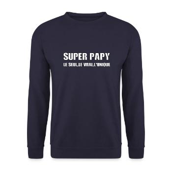 Super papy - Sweat-shirt Unisexe - marine - Devant - Alina (178cm) & Michal (187cm)