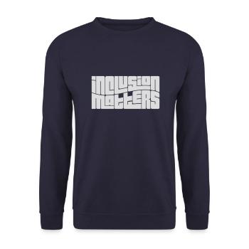 inclusion matters Logo Zitat - Unisex Pullover - Navy - Vorne - Alina (178cm) & Michal (187cm)
