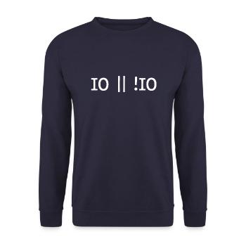 IO oder !IO In Ordnung oder nicht in Ordnung - Unisex Pullover - Navy - Vorne - Alina (178cm) & Michal (187cm)