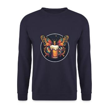 Schmetterling Bier - Unisex Pullover - Navy - Vorne - Alina (178cm) & Michal (187cm)