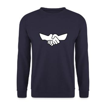 Handdruck Hände Geschäft handeln Partner Geschenk - Unisex Pullover - Navy - Vorne - Alina (178cm) & Michal (187cm)