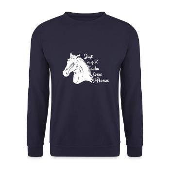 Juste une fille qui loves Horss Équestre cadeau - Sweat-shirt Unisexe - marine - Devant - Alina (178cm) & Michal (187cm)