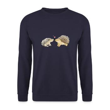 Hedgehog couple in love - Unisex Sweatshirt - navy - Front - Alina (178cm) & Michal (187cm)