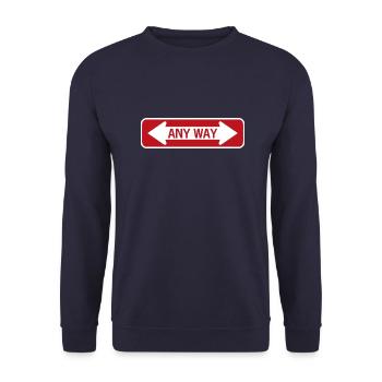 Signe de route n’importe quelle manière rouge - Sweat-shirt Unisexe - marine - Devant - Alina (178cm) & Michal (187cm)
