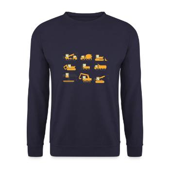 Construction site Silhouette Gift Excavator - Unisex Sweatshirt - navy - Front - Alina (178cm) & Michal (187cm)