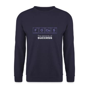 Funny sayings: The Elements of Success - FOCUS - Unisex Sweatshirt - navy - Front - Alina (178cm) & Michal (187cm)
