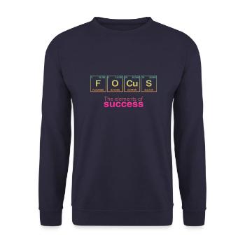 Funny saying: The Elements of Success - FOCUS - Unisex Sweatshirt - navy - Front - Alina (178cm) & Michal (187cm)