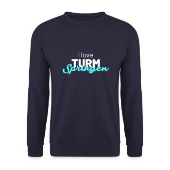 i love turmspringen - Unisex Pullover - Navy - Vorne - Alina (178cm) & Michal (187cm)