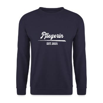 Pflegerin 2025 Beruf Pfleger Pflege Altenpflege 25 - Unisex Pullover - Navy - Vorne - Alina (178cm) & Michal (187cm)