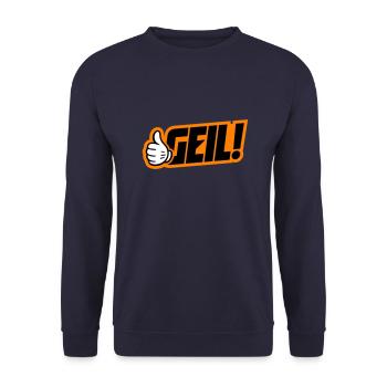 Geil Spruch - Unisex Pullover - Navy - Vorne - Alina (178cm) & Michal (187cm)