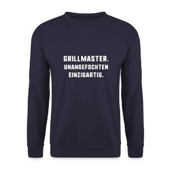 grillmaster,unagefochten,einzigartig,typo - Unisex Pullover - Navy - Vorne - Alina (178cm) & Michal (187cm)