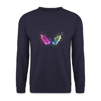 angelwings,flügel,aquarell,bunt,engelsflügel - Unisex Pullover - Navy - Vorne - Alina (178cm) & Michal (187cm)