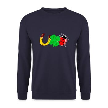 Lucky Horseshoe Clover Ladybug - Unisex Sweatshirt - navy - Front - Alina (178cm) & Michal (187cm)