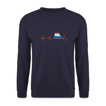Schiff Boot Herzschlag - Unisex Pullover - Navy - Vorne - Alina (178cm) & Michal (187cm)