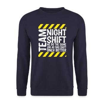 Team Night Shift - Unisex Sweatshirt - navy - Front - Alina (178cm) & Michal (187cm)