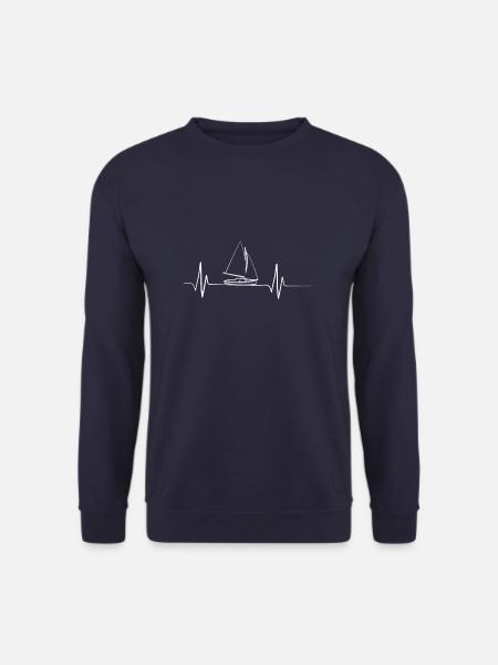 Segelboot Herzschlagkurve - Ich liebe Segeln - Unisex Pullover - Navy
