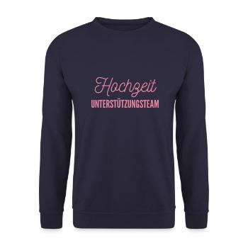 Rosa und Weiß Hochzeit Unterstützungsteam Design - Unisex Pullover - Navy - Vorne - Alina (178cm) & Michal (187cm)