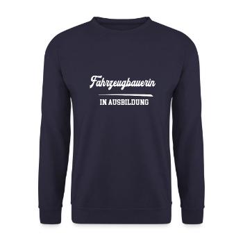 Fahrzeugbauerin Ausbildung Fahrzeugbauerazubi KFZ - Unisex Pullover - Navy - Vorne - Alina (178cm) & Michal (187cm)