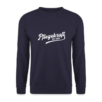 Pflegekraft 2025 Pflegehelfer Ausbildung PFK Beruf - Unisex Pullover - Navy - Vorne - Alina (178cm) & Michal (187cm)