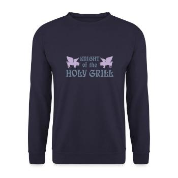 Knight of the holy grill (Txt, 2c) - Unisex Pullover - Navy - Vorne - Alina (178cm) & Michal (187cm)