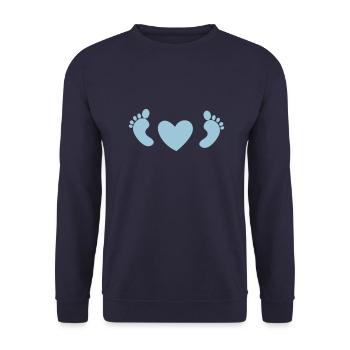 pieds de bébé avec coeur d'amour en bleu - Sweat-shirt Unisexe - marine - Devant - Alina (178cm) & Michal (187cm)