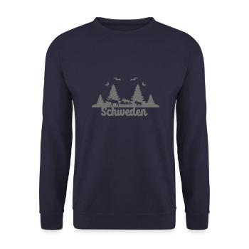 elch, suède, nature, été, norvège, skyline, - Sweat-shirt Unisexe - marine - Devant - Alina (178cm) & Michal (187cm)