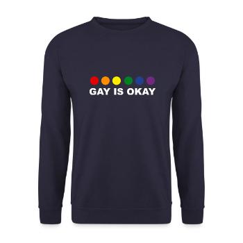 Gay Is Okay - Unisex Sweatshirt - navy - Front - Alina (178cm) & Michal (187cm)
