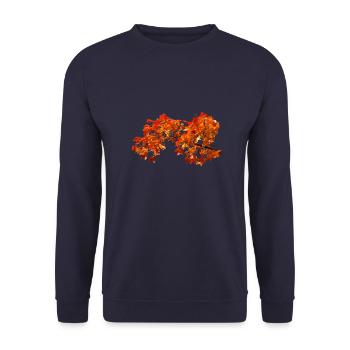 Herbstlaub Herbst Blätter - Unisex Pullover - Navy - Vorne - Alina (178cm) & Michal (187cm)