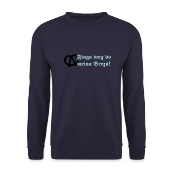 Finga weg vo meina Brezn! - Unisex Pullover - Navy - Vorne - Alina (178cm) & Michal (187cm)