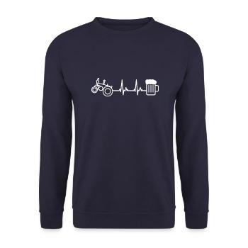 Lanz Bullgog Trecker Treck Beer Heartbeat ECG - Unisex Sweatshirt - navy - Front - Alina (178cm) & Michal (187cm)
