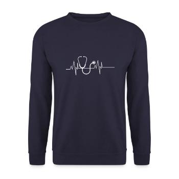 Stethoscope Heartbeat - Unisex Sweatshirt - navy - Front - Alina (178cm) & Michal (187cm)