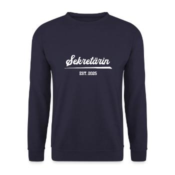 Sekretärin est 2025 Neuer Job Büro Assistentin - Unisex Pullover - Navy - Vorne - Alina (178cm) & Michal (187cm)