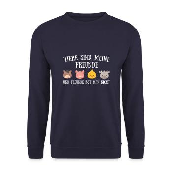 Tiere sind meine freunde Vegan Geschenk Plant - Unisex Pullover - Navy - Vorne - Alina (178cm) & Michal (187cm)