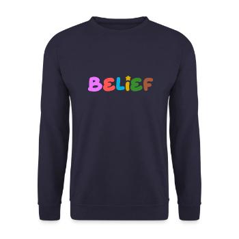 Glaube positives denken - Unisex Pullover - Navy - Vorne - Alina (178cm) & Michal (187cm)