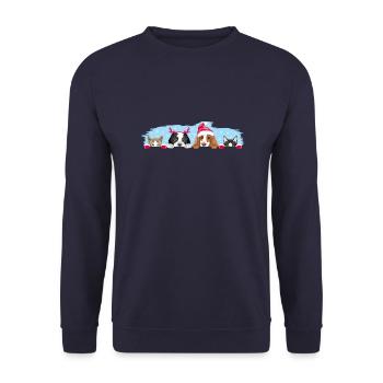 Peeking dogs and cats in Christmas accessories - Unisex Sweatshirt - navy - Front - Alina (178cm) & Michal (187cm)