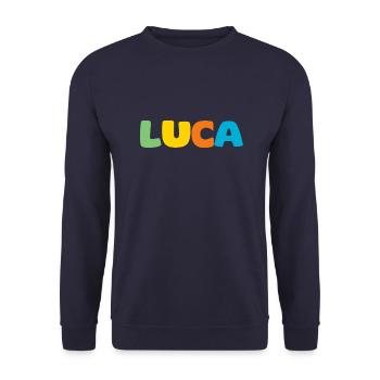 Name - Luca - Unisex Pullover - Navy - Vorne - Alina (178cm) & Michal (187cm)