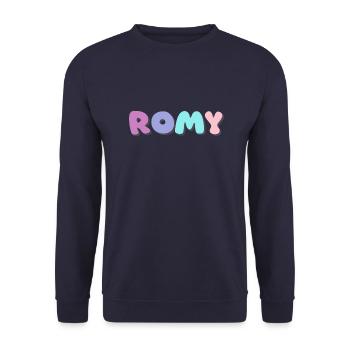 Name - Romy - Unisex Pullover - Navy - Vorne - Alina (178cm) & Michal (187cm)
